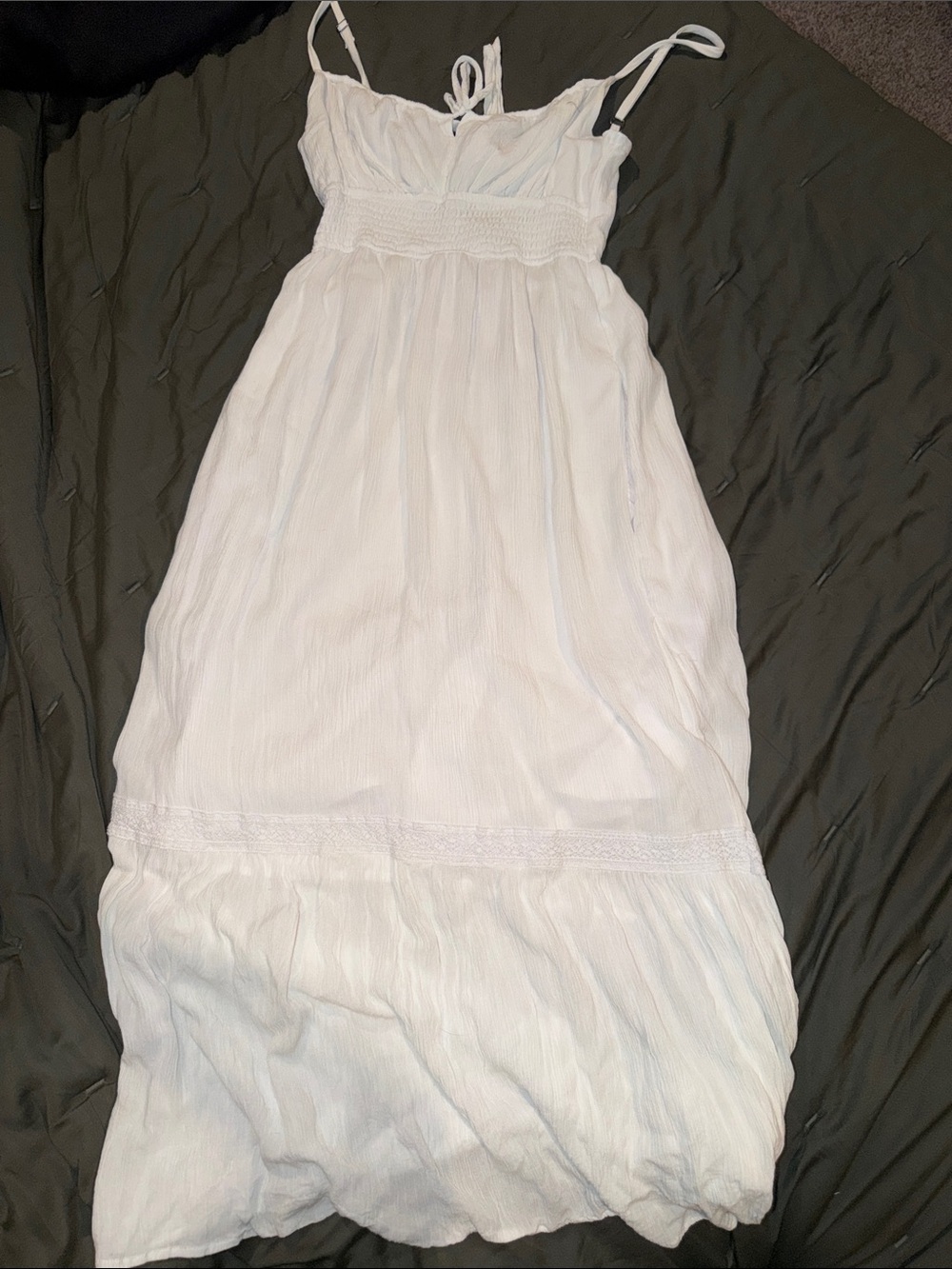 Hollister White Maxi Sundress with Adjustable Straps